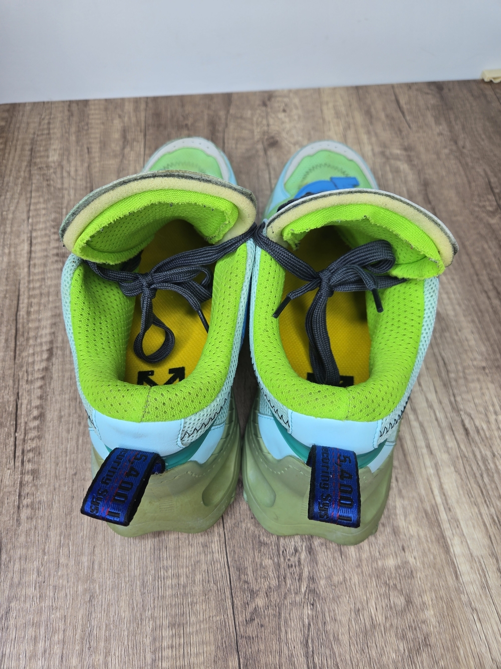 OffWhite Odsy 1000  Green Leather Mesh and Rubber Lace Up Sneakers Size 42 - Picture 5 of 13